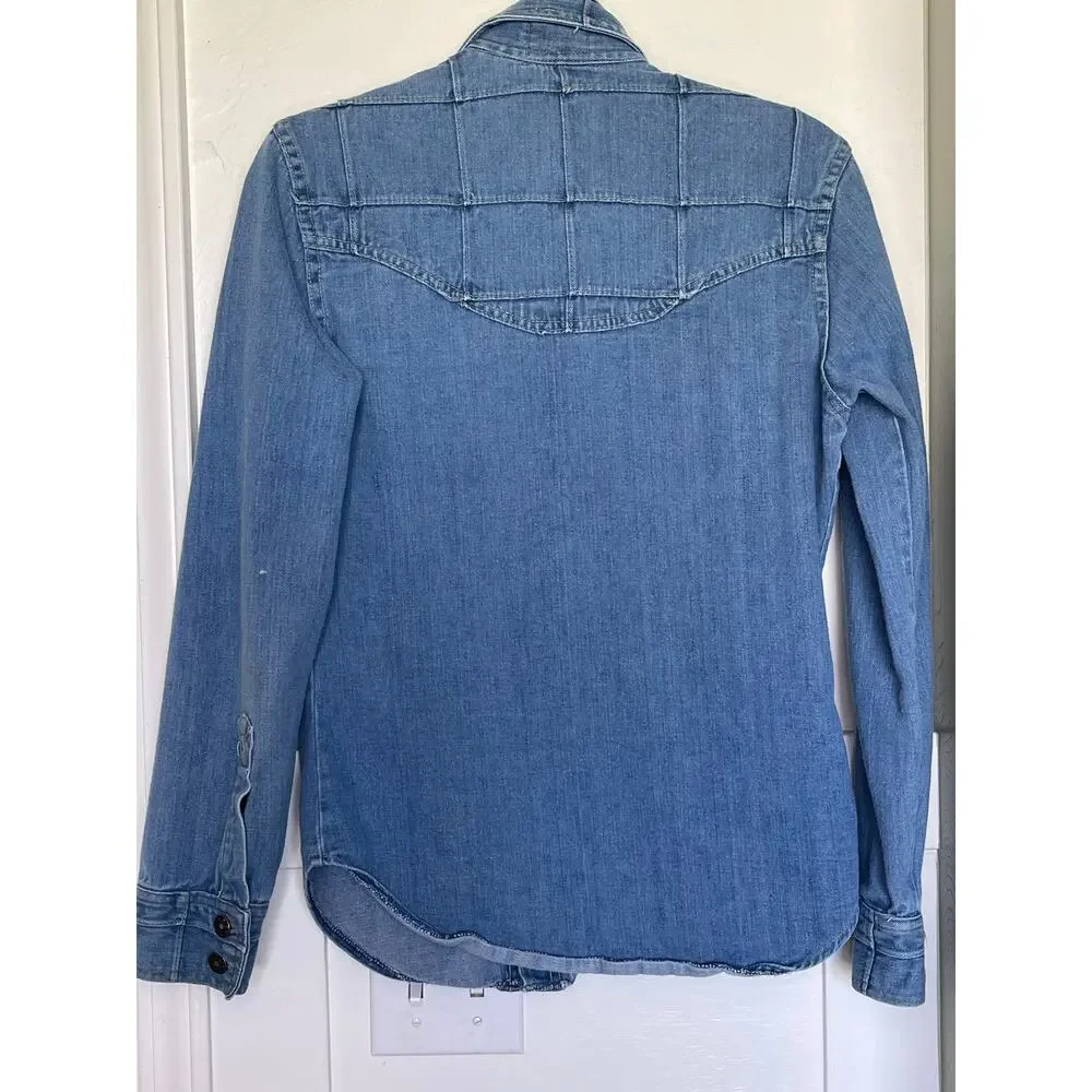 VTG Denim Shirt Jacket 80s Butterfly collar Festival Western Cowgirl Country‎